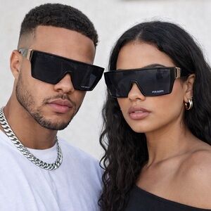 Steve Madden Oversized Shield Sunglasses Black Sport Visor Unisex-New